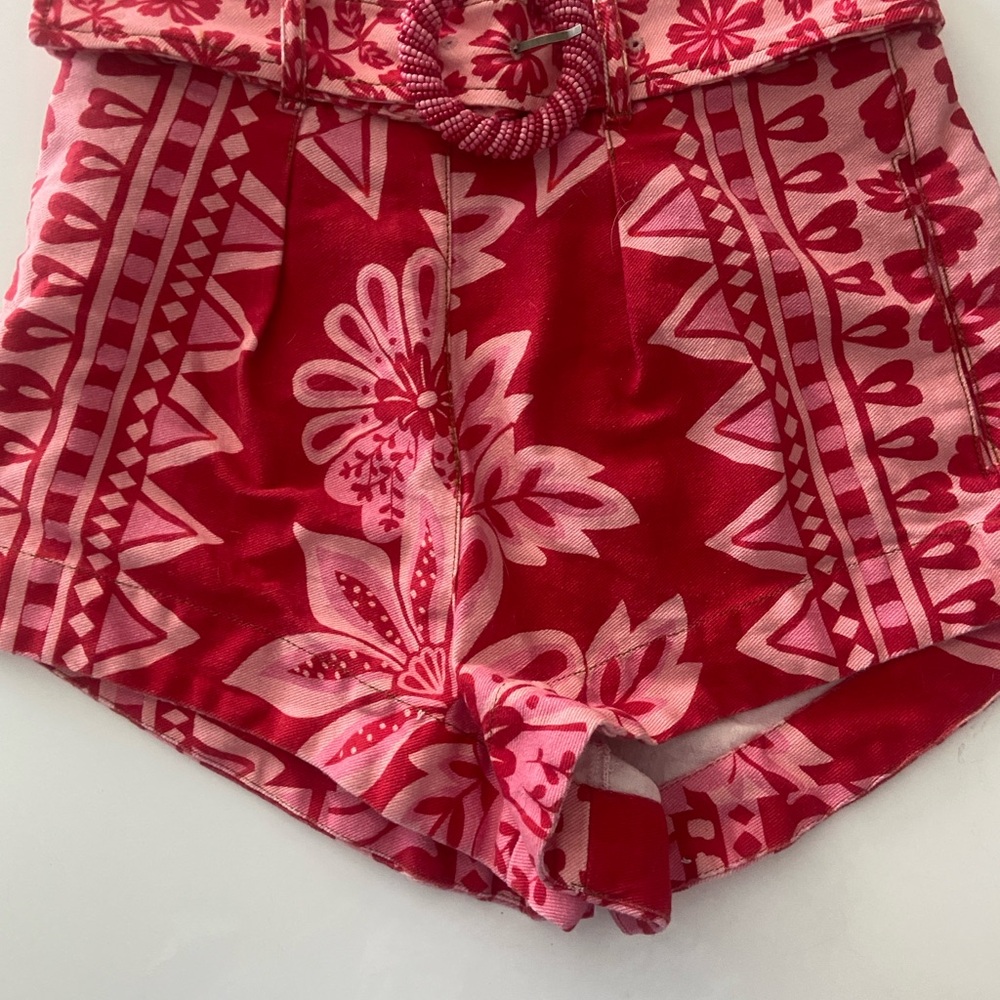 FARM Rio Red and Pink High Waist Shorts size 26